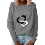 Valentine's Day Love Print Round Neck Long Sleeve Sweater - EX-STOCK CANADA