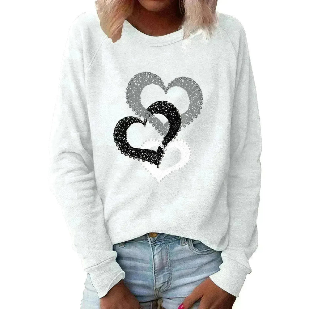 Valentine's Day Love Print Round Neck Long Sleeve Sweater - EX-STOCK CANADA