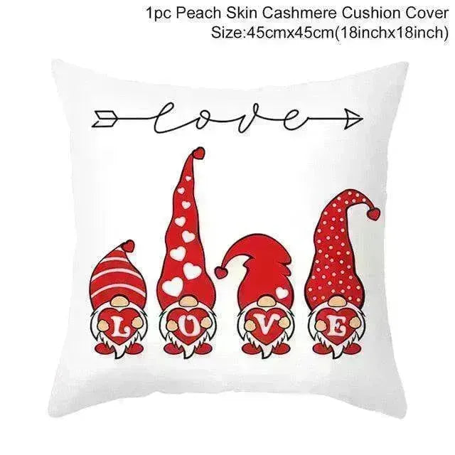 Valentine's Day Red Cartoon Letter Series Peach Skin Sofa Pillowcase - EX-STOCK CANADA