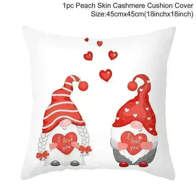 Valentine's Day Red Cartoon Letter Series Peach Skin Sofa Pillowcase - EX-STOCK CANADA