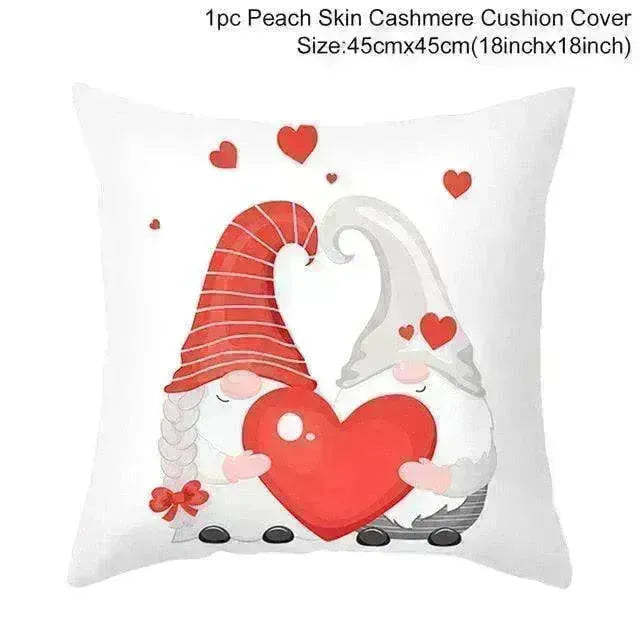 Valentine's Day Red Cartoon Letter Series Peach Skin Sofa Pillowcase - EX-STOCK CANADA