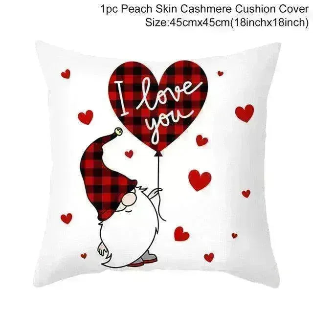 Valentine's Day Red Cartoon Letter Series Peach Skin Sofa Pillowcase - EX-STOCK CANADA