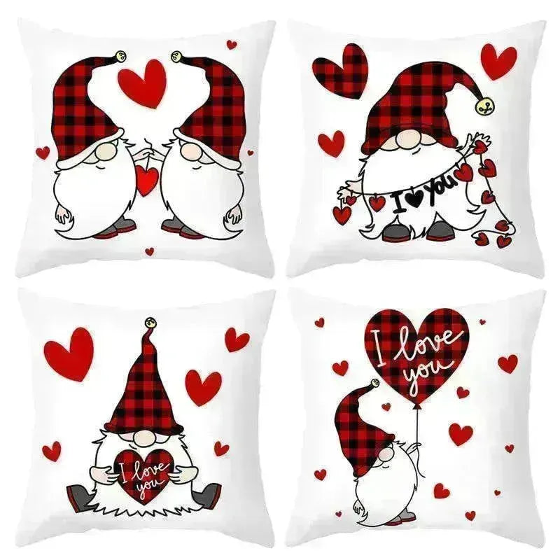 Valentine's Day Red Cartoon Letter Series Peach Skin Sofa Pillowcase - EX-STOCK CANADA