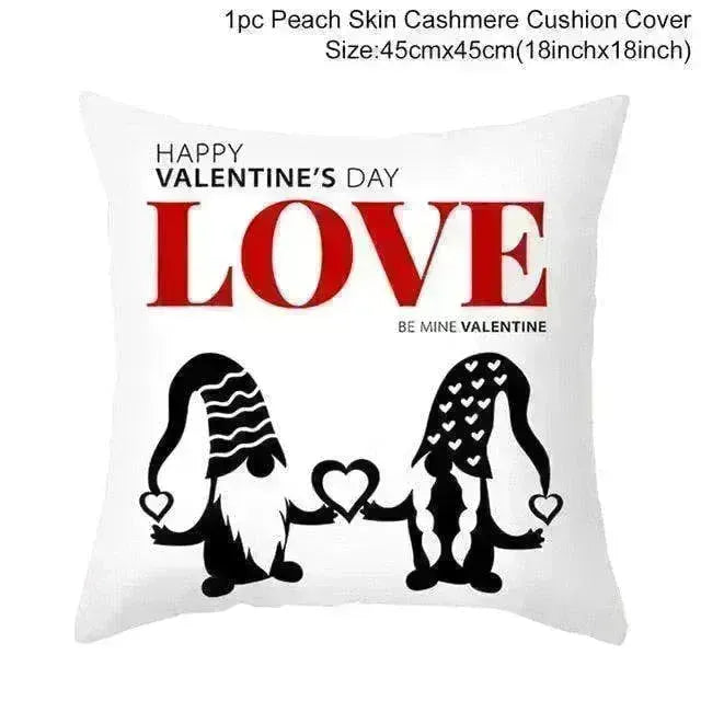 Valentine's Day Red Cartoon Letter Series Peach Skin Sofa Pillowcase - EX-STOCK CANADA