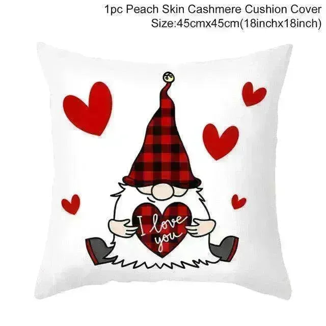 Valentine's Day Red Cartoon Letter Series Peach Skin Sofa Pillowcase - EX-STOCK CANADA