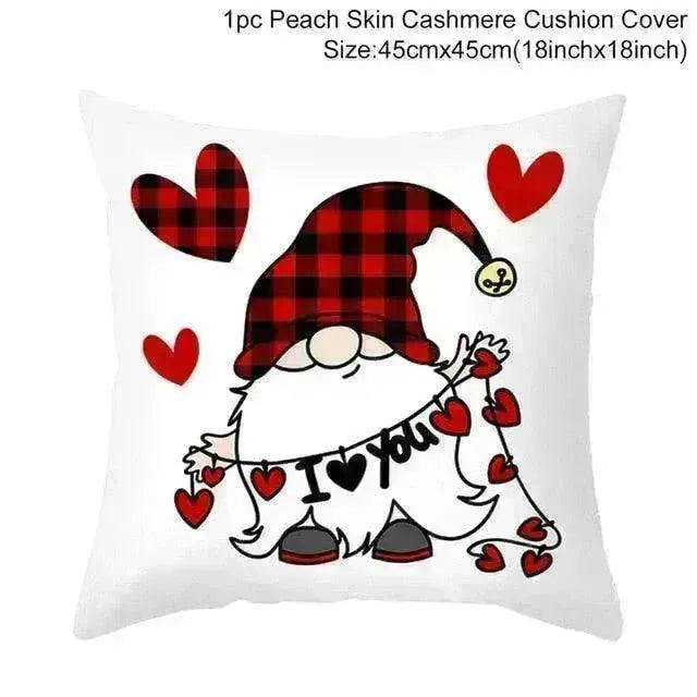 Valentine's Day Red Cartoon Letter Series Peach Skin Sofa Pillowcase - EX-STOCK CANADA