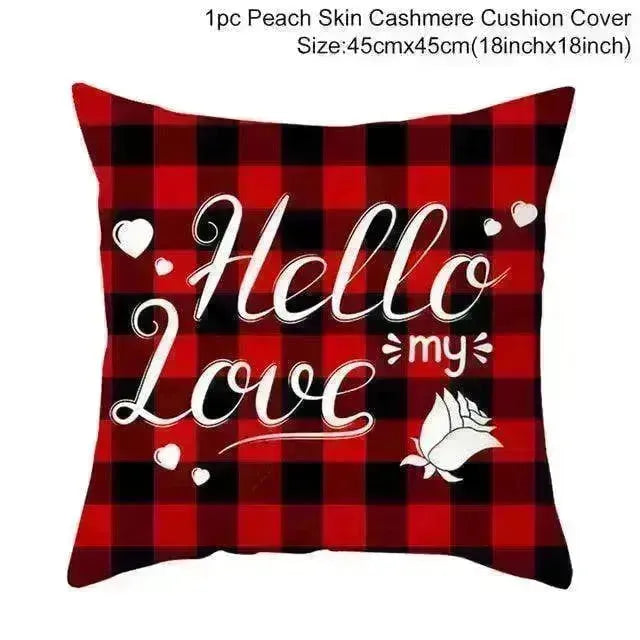 Valentine's Day Red Cartoon Letter Series Peach Skin Sofa Pillowcase - EX-STOCK CANADA