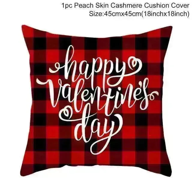 Valentine's Day Red Cartoon Letter Series Peach Skin Sofa Pillowcase - EX-STOCK CANADA
