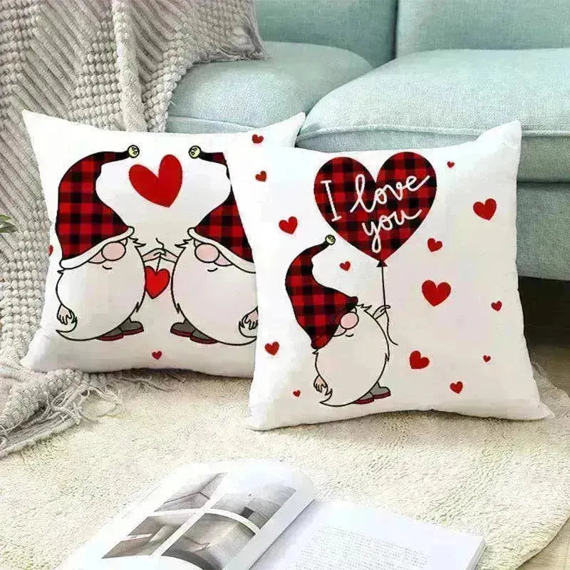 Valentine's Day Red Cartoon Letter Series Peach Skin Sofa Pillowcase - EX-STOCK CANADA