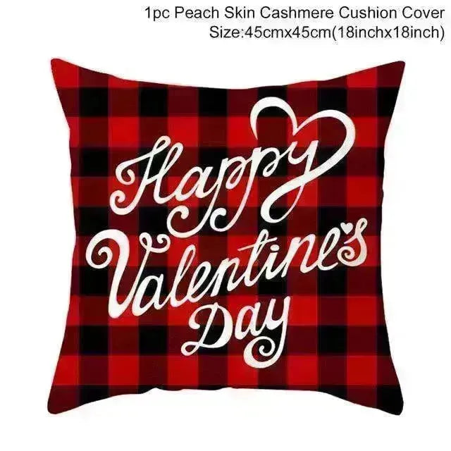 Valentine's Day Red Cartoon Letter Series Peach Skin Sofa Pillowcase - EX-STOCK CANADA