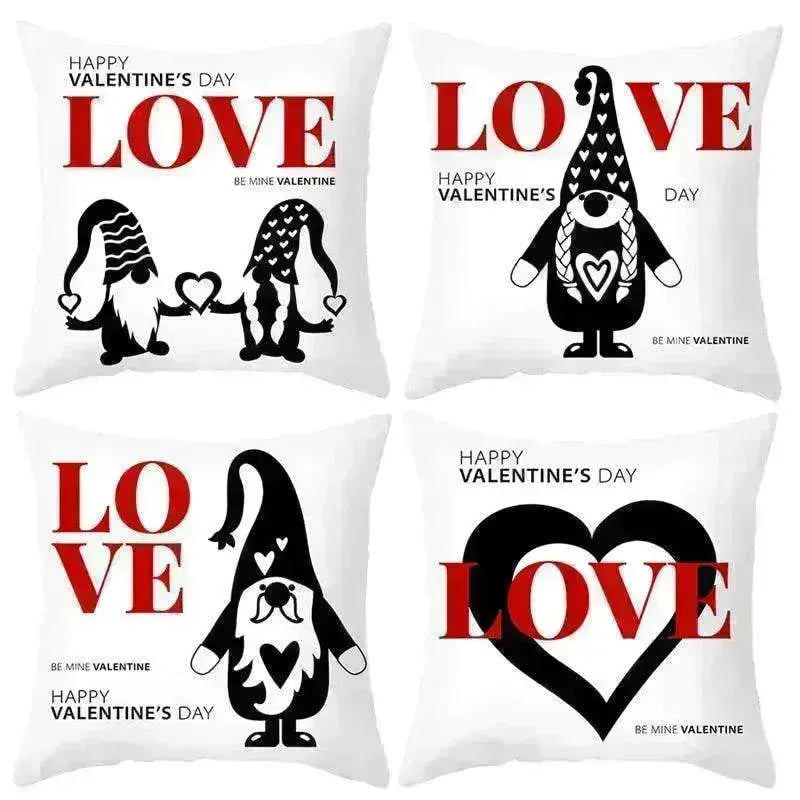 Valentine's Day Red Cartoon Letter Series Peach Skin Sofa Pillowcase - EX-STOCK CANADA