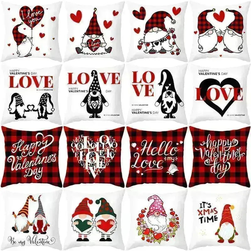 Valentine's Day Red Cartoon Letter Series Peach Skin Sofa Pillowcase - EX-STOCK CANADA