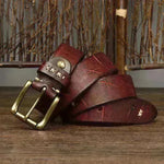 Washed-out Vintage First Layer Cow Leather Pin Buckle Jeans Belt - EX-STOCK CANADA