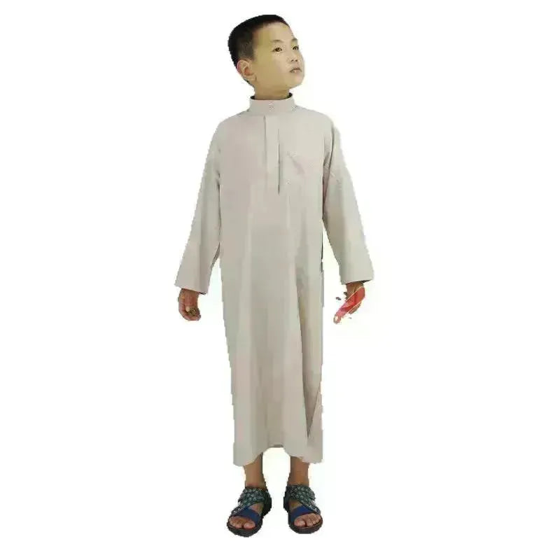 Washed Velvet Embroidered Stand Collar Arab Small Male Robe - EX-STOCK CANADA