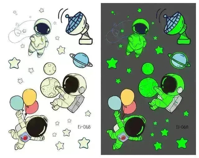 Waterproof kids aerospace luminous tattoo stickers - EX-STOCK CANADA
