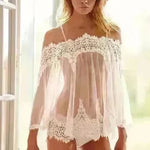 White gauze strapless lace lingerie - EX-STOCK CANADA