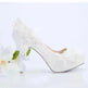 White Lace Flower High Heels Tassel Bridal Wedding Bridesmaid Shoes - EX-STOCK CANADA