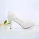 White Lace Flower High Heels Tassel Bridal Wedding Bridesmaid Shoes - EX-STOCK CANADA