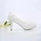 White Lace Flower High Heels Tassel Bridal Wedding Bridesmaid Shoes - EX-STOCK CANADA