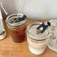 Wind Stripe Coffee Mug With Straw With Lid Glass Handy Mug - EX-STOCK CANADA
