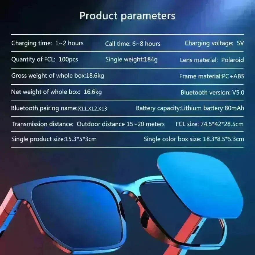 Wireless Bluetooth Smart Sunglasses Hands-free, call , music Compatible with Android iOS - EX-STOCK CANADA