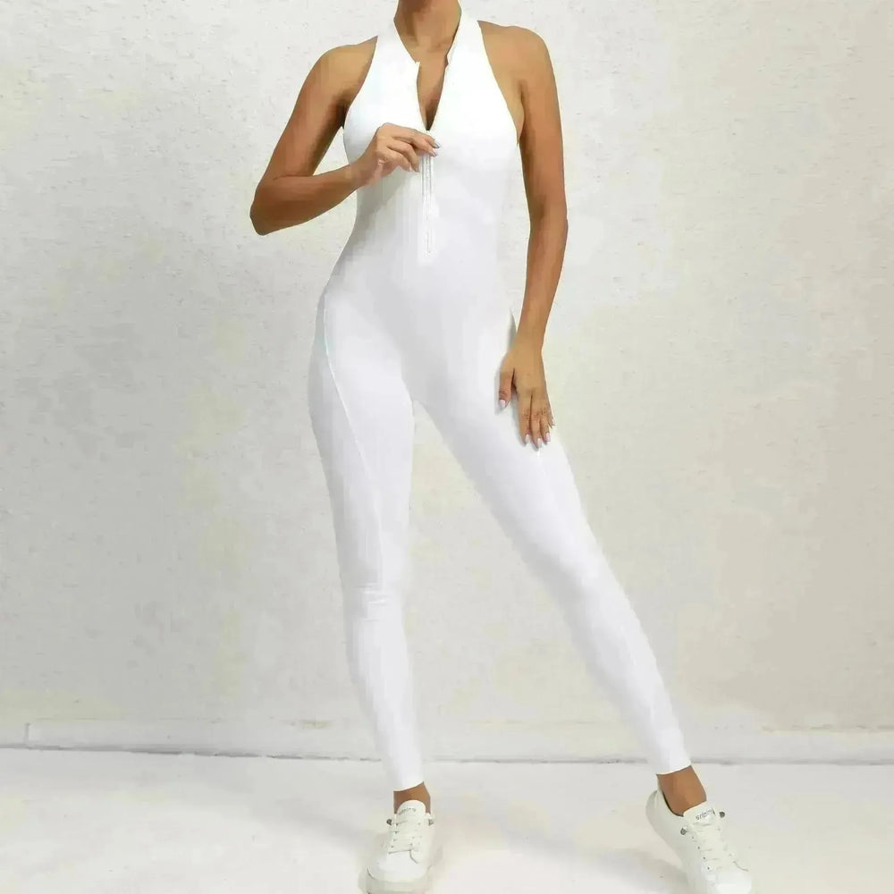 Woman's Zippered Sleeveless Stretch Shapewear Sports wear Jumpsuit - EX-STOCK CANADA