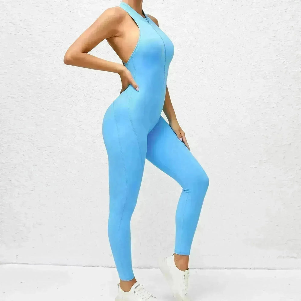 Woman's Zippered Sleeveless Stretch Shapewear Sports wear Jumpsuit - EX-STOCK CANADA