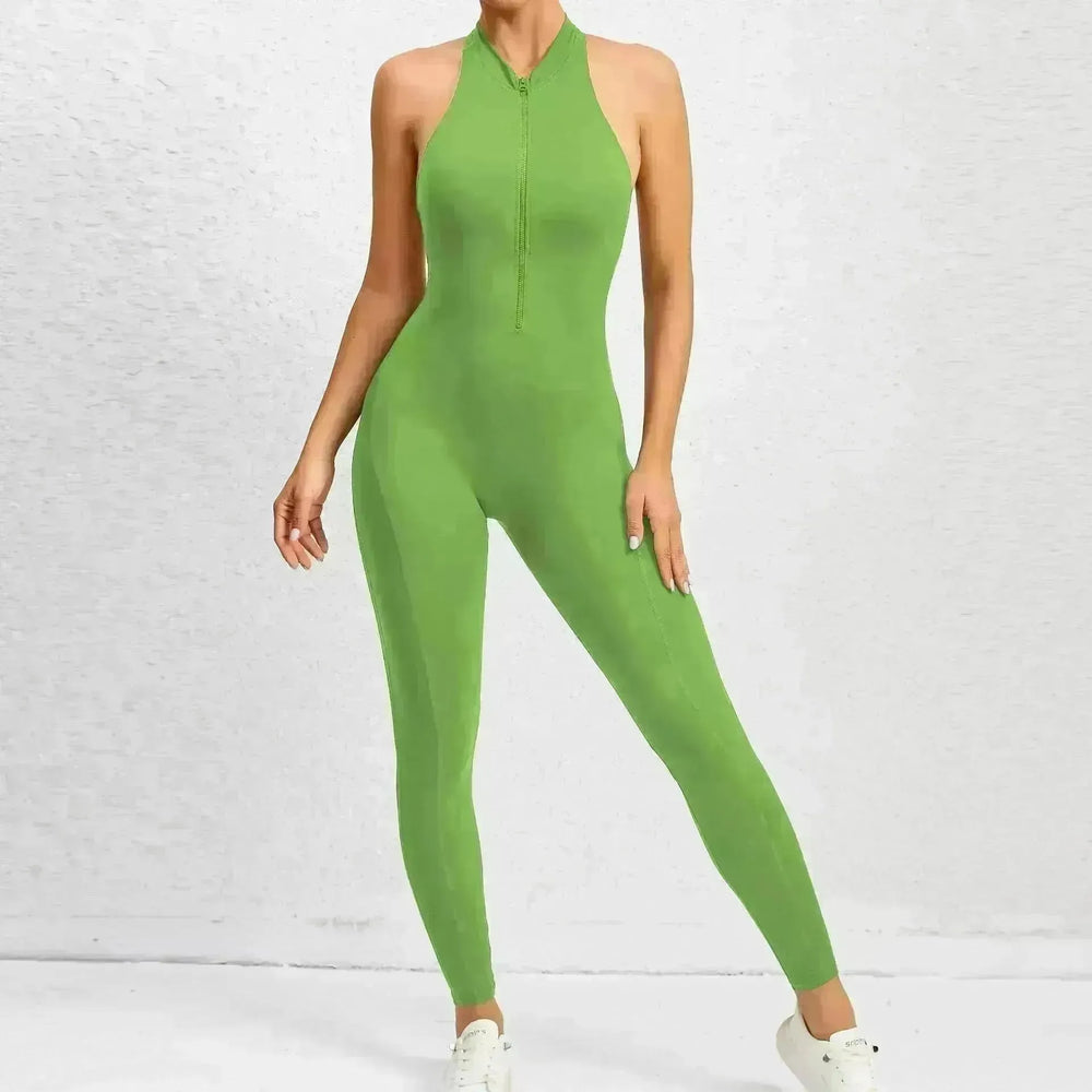 Woman's Zippered Sleeveless Stretch Shapewear Sports wear Jumpsuit - EX-STOCK CANADA