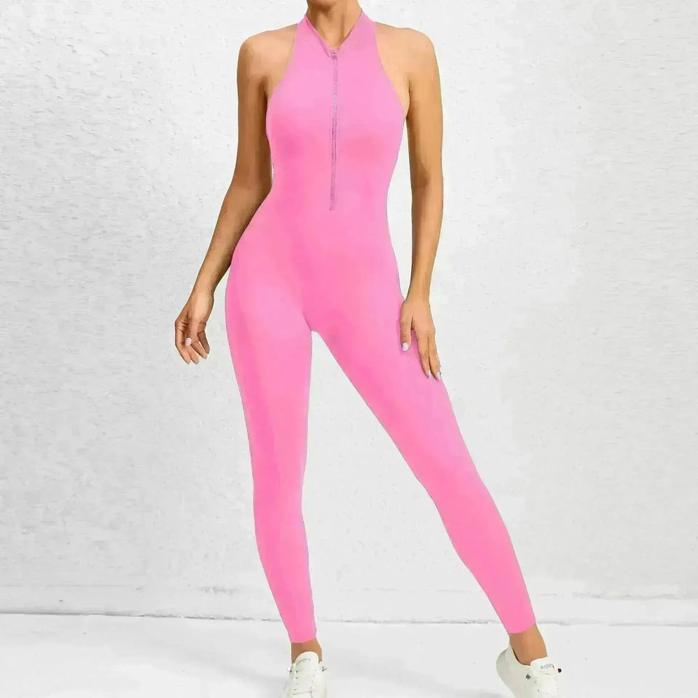 Woman's Zippered Sleeveless Stretch Shapewear Sports wear Jumpsuit - EX-STOCK CANADA