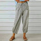 Women Drawstring Tie Pants Spring Summer Cotton And Linen Trousers With Pockets Button - EX-STOCK CANADA