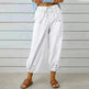Women Drawstring Tie Pants Spring Summer Cotton And Linen Trousers With Pockets Button - EX-STOCK CANADA