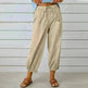Women Drawstring Tie Pants Spring Summer Cotton And Linen Trousers With Pockets Button - EX-STOCK CANADA