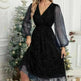 Women Fashion Stitching Mesh V-Neck Midi Dress - EX-STOCK CANADA