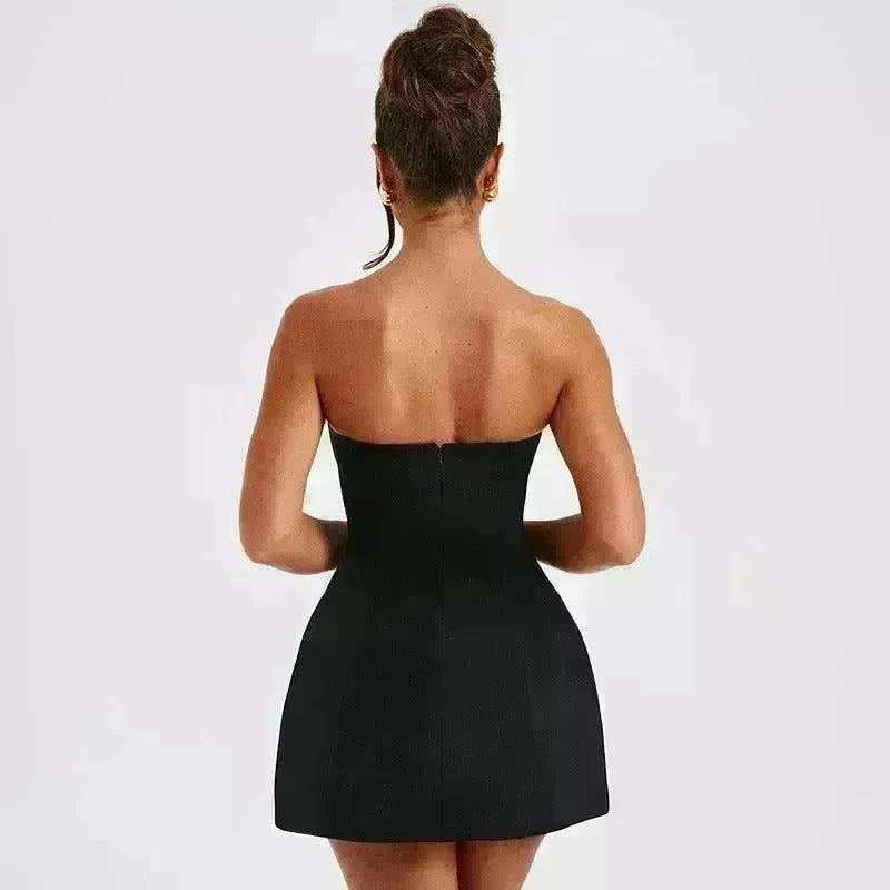 Women Fashion Tube Dress Summer Solid Color Backless Slim Short Party Dress - EX-STOCK CANADA