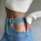 Women High Waist Loose Fit Blue Wash Casual Denim Trousers - EX-STOCK CANADA