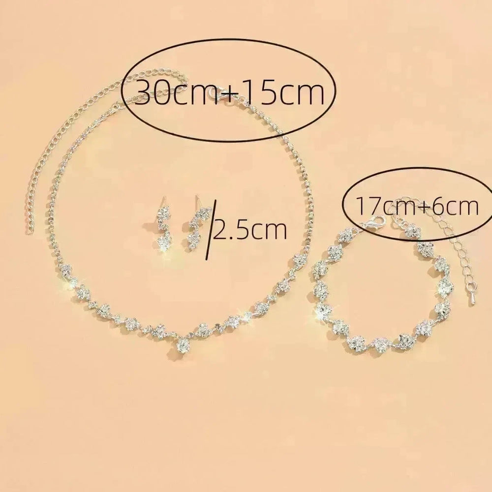 Women Jewelry Set Necklace Bracelet Earring Three Piece Silver Set - EX-STOCK CANADA