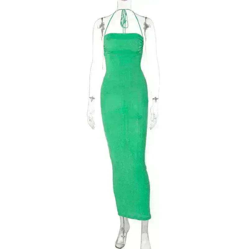 Women's Backless Sexy Strap Slim Dress Tube Top Halter Dress Club Party Beach Outfits Summer - EX-STOCK CANADA