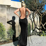 Women's Backless Sexy Strap Slim Dress Tube Top Halter Dress Club Party Beach Outfits Summer - EX-STOCK CANADA