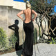 Women's Backless Sexy Strap Slim Dress Tube Top Halter Dress Club Party Beach Outfits Summer - EX-STOCK CANADA