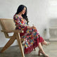 Women's Bronzing Printed Casual Dubai Arab Robe - EX-STOCK CANADA