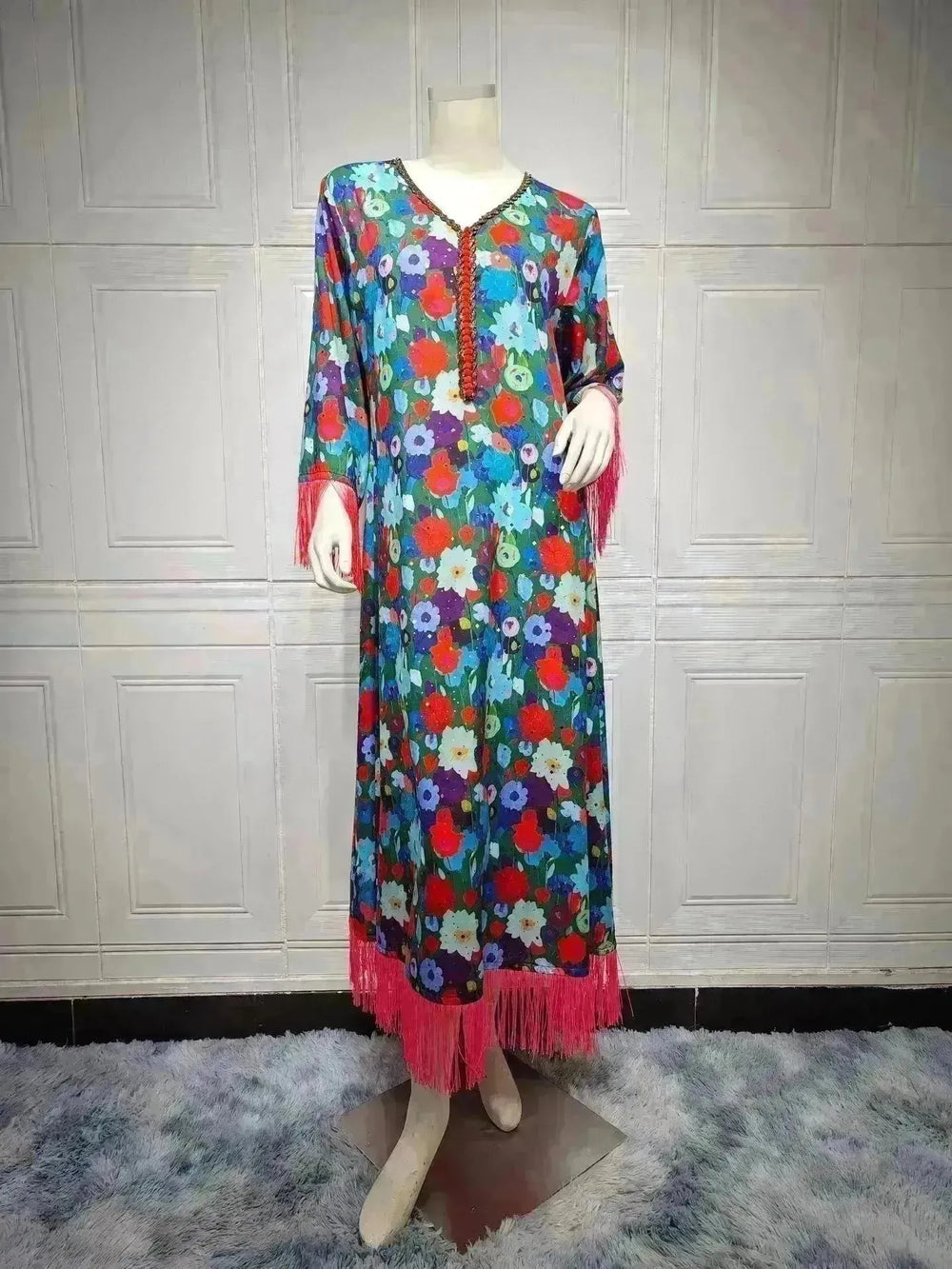 Women's Bronzing Printed Casual Dubai Arab Robe - EX-STOCK CANADA