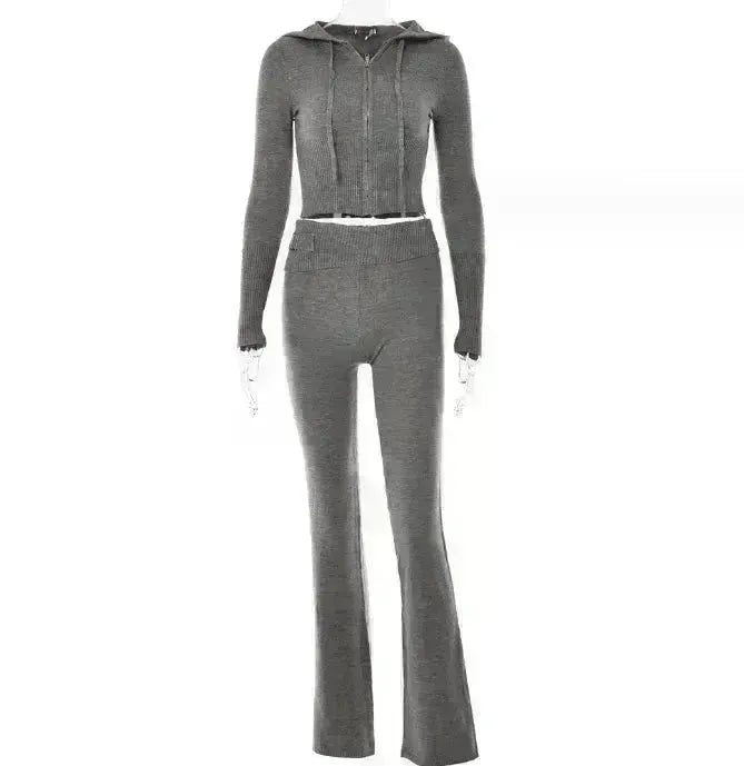 Women's Comfortable Hoodie Leisure Sexy Long Sleeve Sweater And High Waist Long Pants Suit - EX-STOCK CANADA