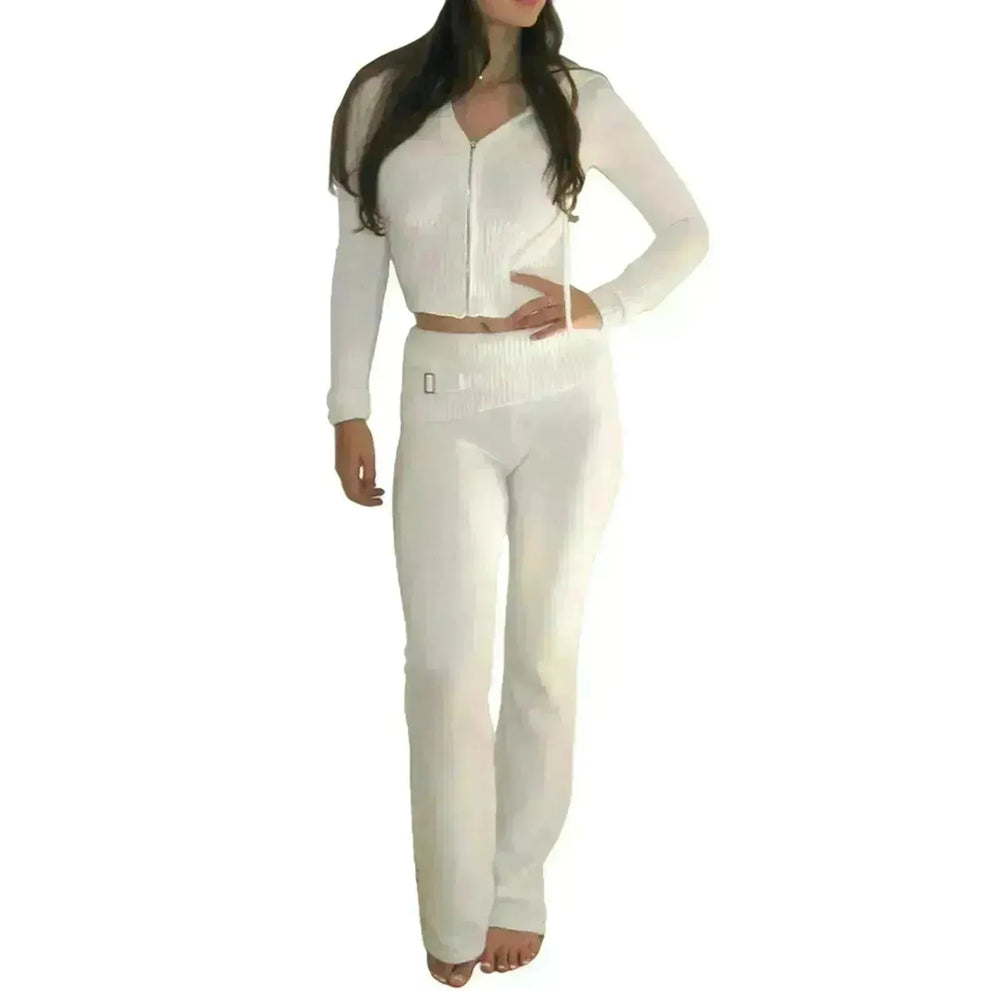 Women's Comfortable Hoodie Leisure Sexy Long Sleeve Sweater And High Waist Long Pants Suit - EX-STOCK CANADA