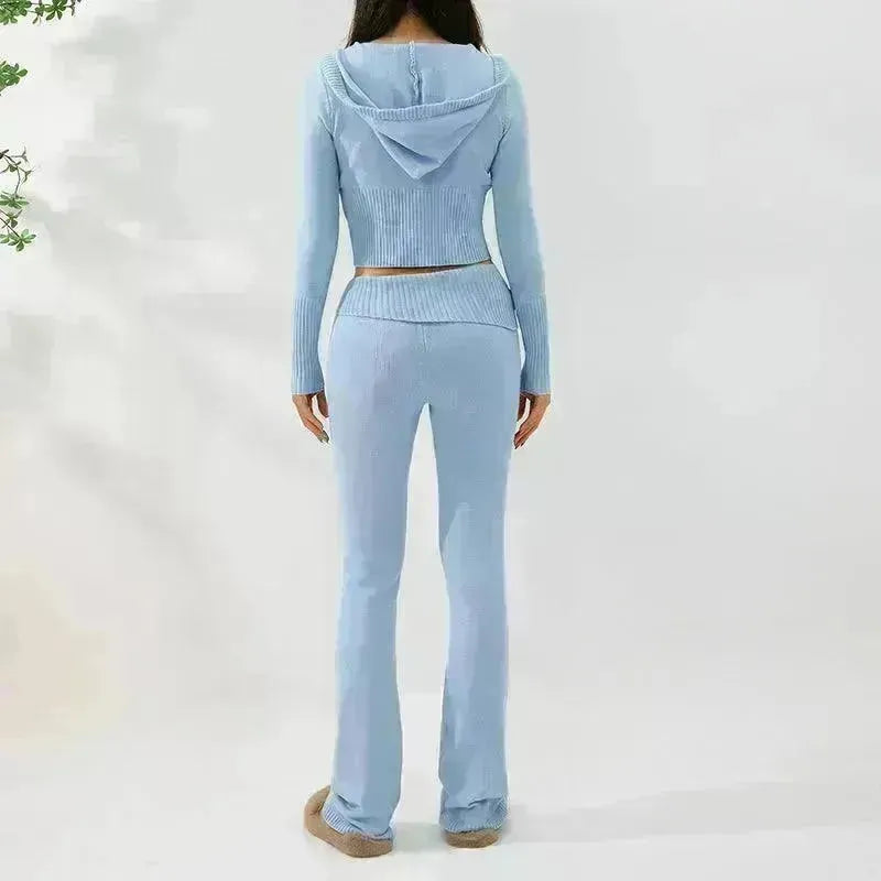 Women's Comfortable Hoodie Leisure Sexy Long Sleeve Sweater And High Waist Long Pants Suit - EX-STOCK CANADA