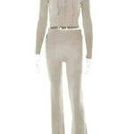 Women's Comfortable Hoodie Leisure Sexy Long Sleeve Sweater And High Waist Long Pants Suit - EX-STOCK CANADA