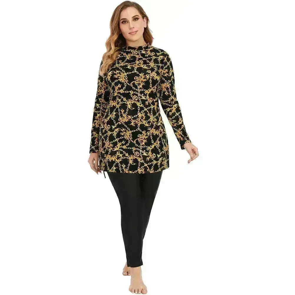 Women's Conservative Swimsuit, Floral Print, Women's Arab Swimsuit - EX-STOCK CANADA
