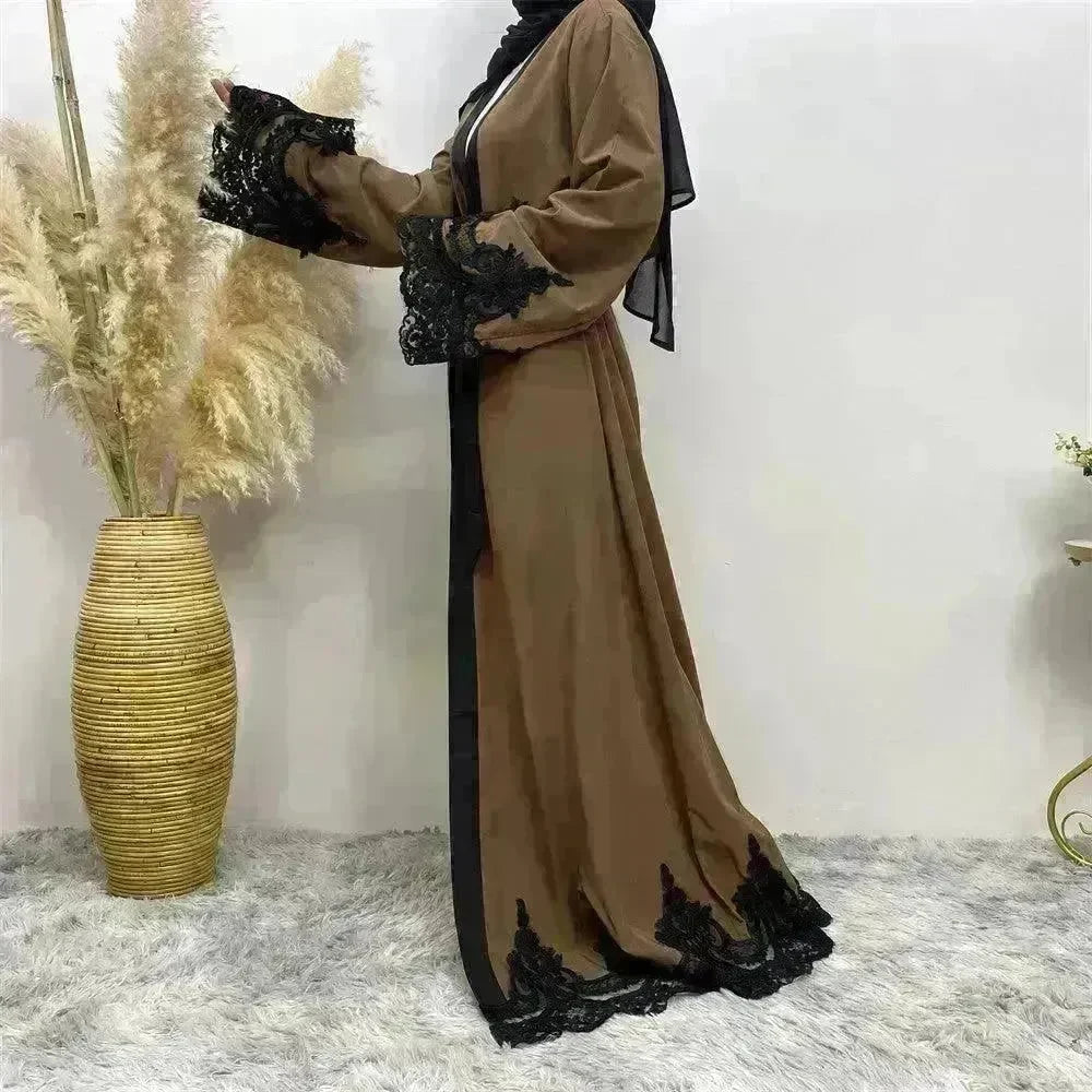 Women's Fashion Dark Brown Arab Cardigan Robe - EX-STOCK CANADA