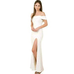 Women's Fashion Elegant Boat-neck formal slit bodycon Evening Gown Dress. - EX-STOCK CANADA