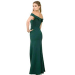Women's Fashion Elegant Boat-neck formal slit bodycon Evening Gown Dress. - EX-STOCK CANADA