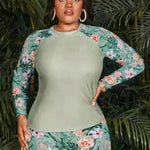 Women's Fashion Long Sleeve High Waist Split Swimsuit/pajamas/lounge wear. - EX-STOCK CANADA